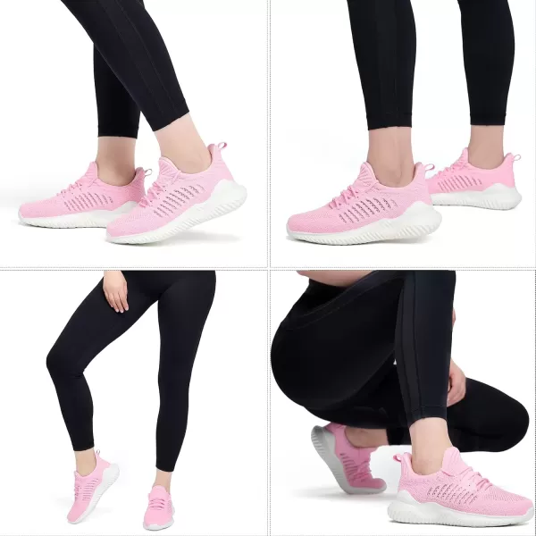 Akk Womens Walking Shoes  Slip On Tennis Running Shoes Memory Foam Lightweight Work Sneakers for Indoor Outdoor GymD07 Pink