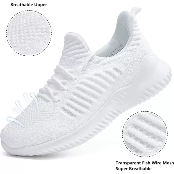 Akk Womens Walking Shoes  Slip On Tennis Running Shoes Memory Foam Lightweight Work Sneakers for Indoor Outdoor GymD07 White