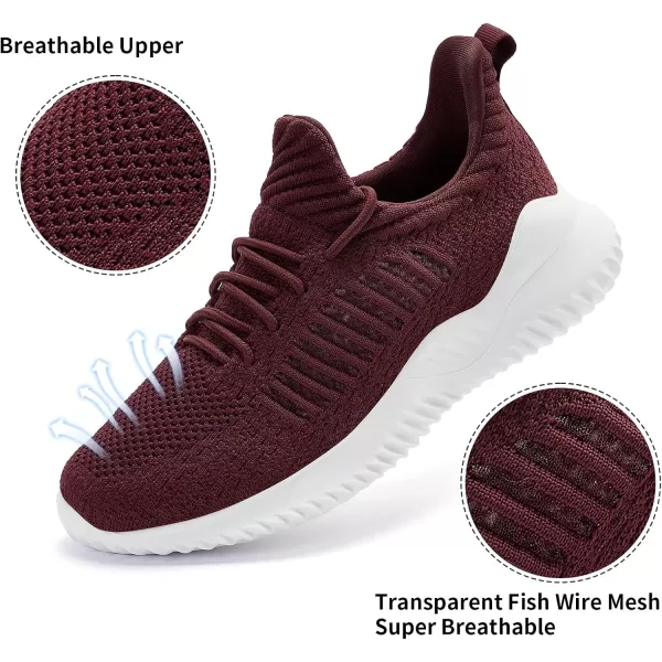 Akk Womens Walking Shoes  Slip On Tennis Running Shoes Memory Foam Lightweight Work Sneakers for Indoor Outdoor GymD07 Wine Red