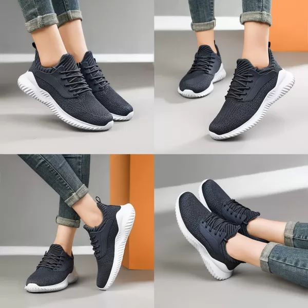 Akk Womens Walking Shoes  Slip On Tennis Running Shoes Memory Foam Lightweight Work Sneakers for Indoor Outdoor GymDark Gray