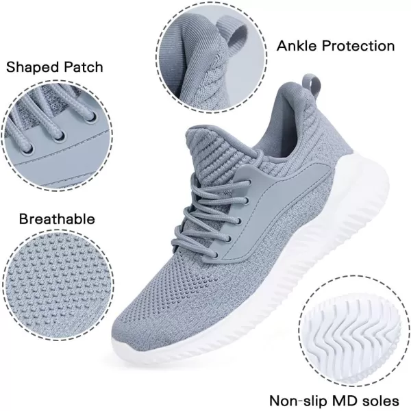 Akk Womens Walking Shoes  Slip On Tennis Running Shoes Memory Foam Lightweight Work Sneakers for Indoor Outdoor GymGrey