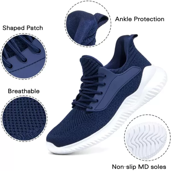 Akk Womens Walking Shoes  Slip On Tennis Running Shoes Memory Foam Lightweight Work Sneakers for Indoor Outdoor GymNavy Blue