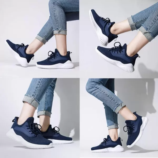 Akk Womens Walking Shoes  Slip On Tennis Running Shoes Memory Foam Lightweight Work Sneakers for Indoor Outdoor GymNavy Blue