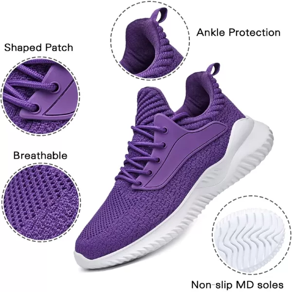 Akk Womens Walking Shoes  Slip On Tennis Running Shoes Memory Foam Lightweight Work Sneakers for Indoor Outdoor GymPurple