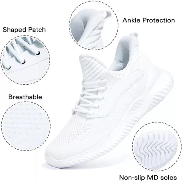 Akk Womens Walking Shoes  Slip On Tennis Running Shoes Memory Foam Lightweight Work Sneakers for Indoor Outdoor GymWhite