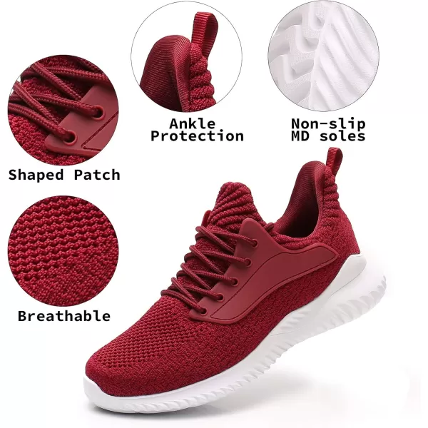 Akk Womens Walking Shoes  Slip On Tennis Running Shoes Memory Foam Lightweight Work Sneakers for Indoor Outdoor GymWine Red