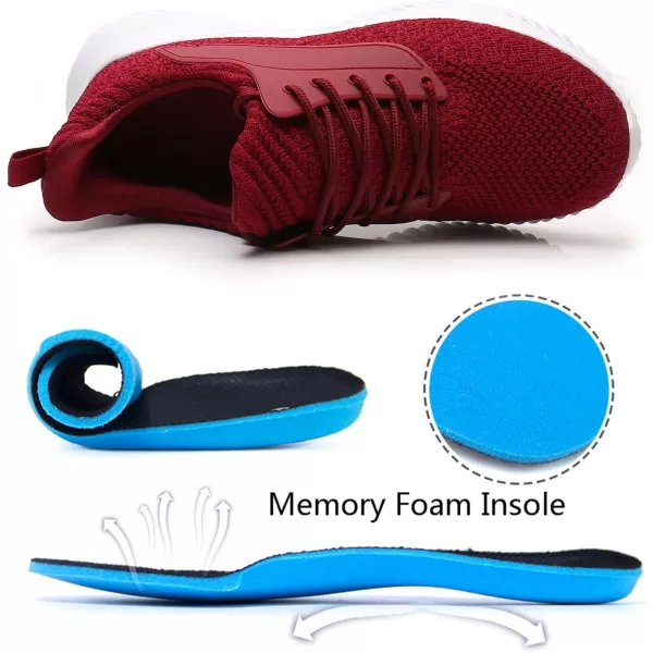 Akk Womens Walking Shoes  Slip On Tennis Running Shoes Memory Foam Lightweight Work Sneakers for Indoor Outdoor GymWine Red