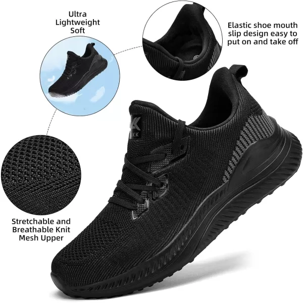 Akk Womens Walking Shoes Tennis Sneakers  Workout Slipon Running Athletic Gym Shoes Comfortable Breathable Casual Sneakers Wide WidthAllblack