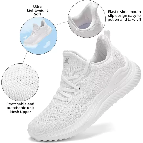 Akk Womens Walking Shoes Tennis Sneakers  Workout Slipon Running Athletic Gym Shoes Comfortable Breathable Casual Sneakers Wide WidthAllwhite