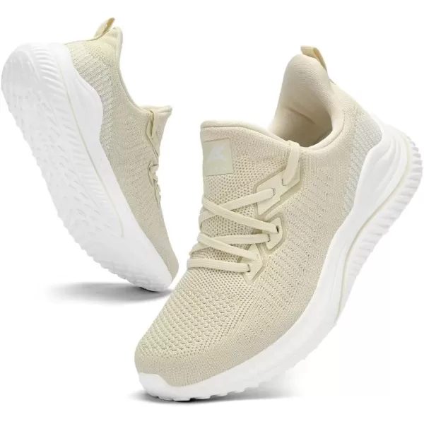 Akk Womens Walking Shoes Tennis Sneakers  Workout Slipon Running Athletic Gym Shoes Comfortable Breathable Casual Sneakers Wide WidthBeige