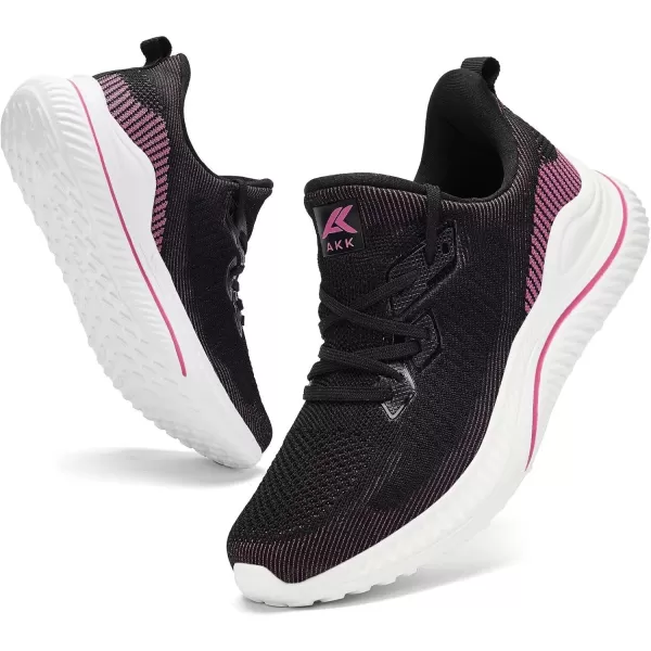 Akk Womens Walking Shoes Tennis Sneakers  Workout Slipon Running Athletic Gym Shoes Comfortable Breathable Casual Sneakers Wide WidthBlack Pink