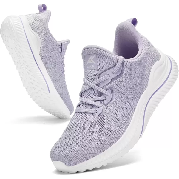 Akk Womens Walking Shoes Tennis Sneakers  Workout Slipon Running Athletic Gym Shoes Comfortable Breathable Casual Sneakers Wide WidthLight Purple