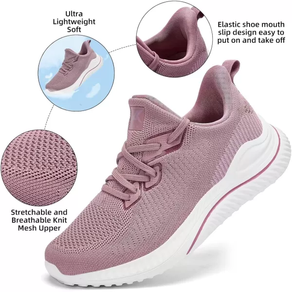 Akk Womens Walking Shoes Tennis Sneakers  Workout Slipon Running Athletic Gym Shoes Comfortable Breathable Casual Sneakers Wide WidthRose Purple