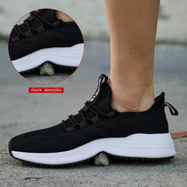 Akk Womens Walking Tennis Shoes  Soft Memory Foam Slip On Lightweight Casual Sneakers for Gym Travel Work Black US 8