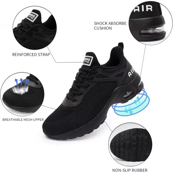 Women Air Athletic Running Shoes  Air Cushion Shoes for Womens Mesh Sneakers Fashion Tennis Breathable Walking Gym Work Shoes All Black