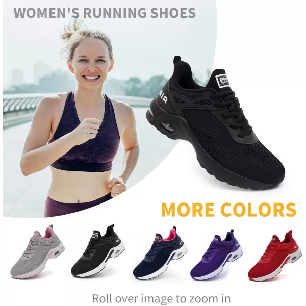 Women Air Athletic Running Shoes  Air Cushion Shoes for Womens Mesh Sneakers Fashion Tennis Breathable Walking Gym Work Shoes All Black