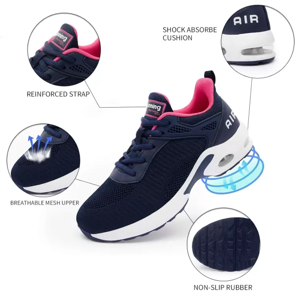 Women Air Athletic Running Shoes  Air Cushion Shoes for Womens Mesh Sneakers Fashion Tennis Breathable Walking Gym Work Shoes Dark Blue Size 65