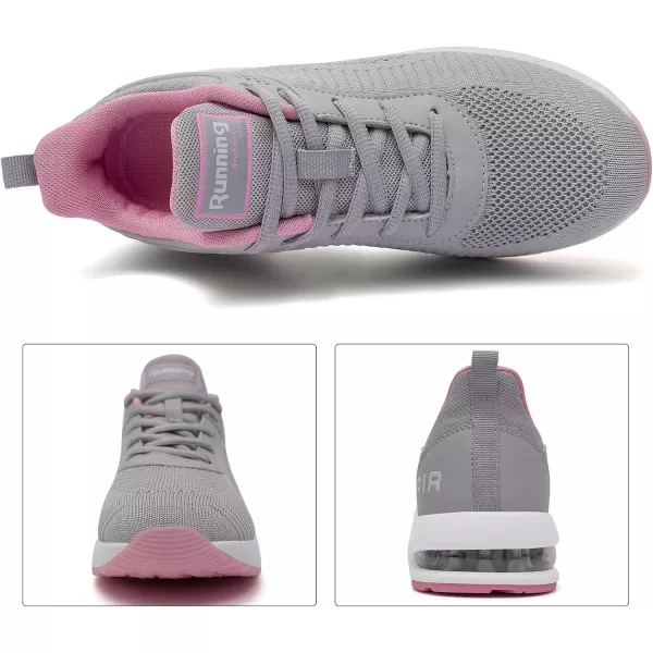 Women Air Athletic Running Shoes  Air Cushion Shoes for Womens Mesh Sneakers Fashion Tennis Breathable Walking Gym Work Shoes Grey Size 7