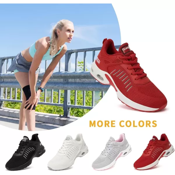 Womens Running Shoes Red Sneakers  Air Tennis Shoes Womens Breathable Walking Shoes for Gym Workout Jogging Size 7