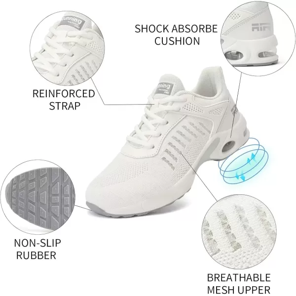 Womens Tennis Shoes White Sneakers  Air Running Shoes Womens Breathable Walking Shoes for Gym Workout Jogging Nursing Size 8