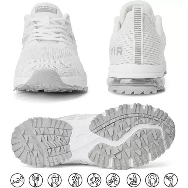 Womens White Sneakers Walking Shoes  Air Cushion Workout Lightweight Running Shoes for Women Anti Skid Tennis Shoes for Jogging Gym Athletics Size 8