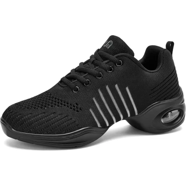 AKK Dance Shoes for Women Jazz Shoes Women Dance Sneakers Breathable Air Cushion Split Sole Athletic Walking Dance Shoes Platform ShoeBlack