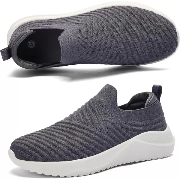 AKK Womens Walking Shoes Slip on Sneakers Comfortable Knitted Mesh Sneakers Lightweight Casual Work ShoesDark Grey