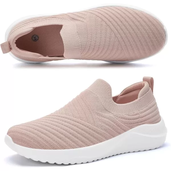 AKK Womens Walking Shoes Slip on Sneakers Comfortable Knitted Mesh Sneakers Lightweight Casual Work ShoesDark Pink