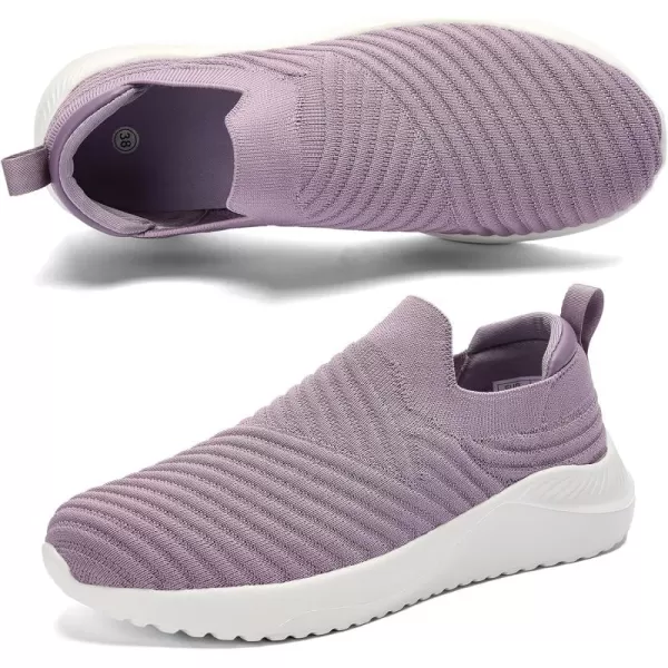 AKK Womens Walking Shoes Slip on Sneakers Comfortable Knitted Mesh Sneakers Lightweight Casual Work ShoesLight Purple