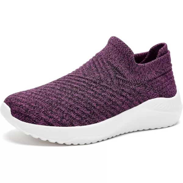 AKK Womens Walking Shoes Slip on Sneakers Comfortable Knitted Mesh Sneakers Lightweight Casual Work ShoesMixed Purplea