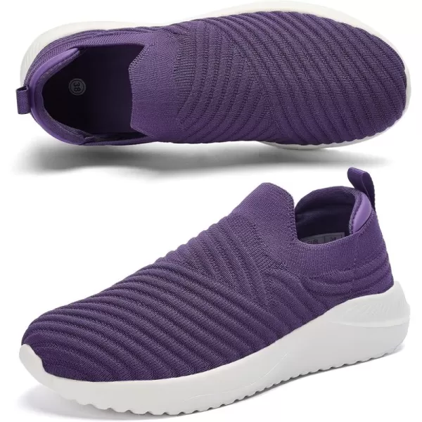 AKK Womens Walking Shoes Slip on Sneakers Comfortable Knitted Mesh Sneakers Lightweight Casual Work ShoesPurple