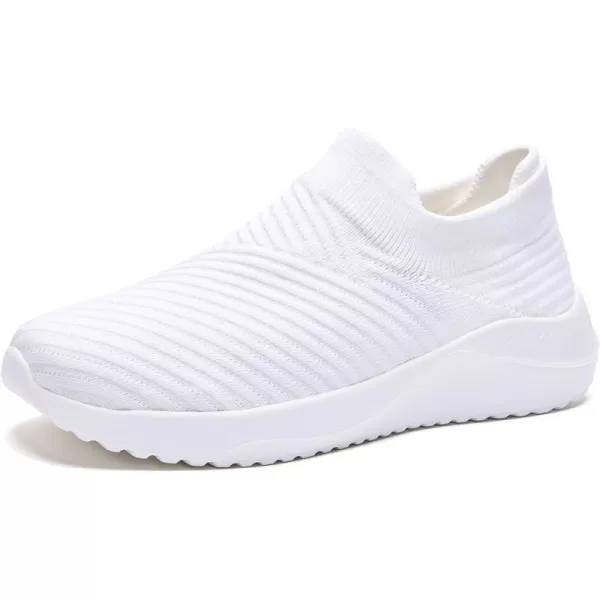 AKK Womens Walking Shoes Slip on Sneakers Comfortable Knitted Mesh Sneakers Lightweight Casual Work ShoesWhitea