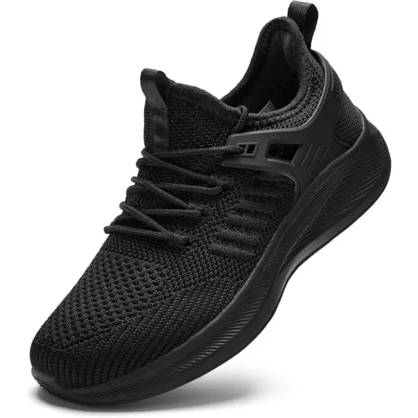 Akk Womens Athletic Walking Shoes  Running Tennis Shoes Jogging Workout Lightweight Breathable Slip on Sneakers for Indoor Outdoor Gym Travel WorkAall Black