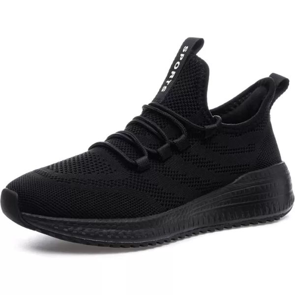 Akk Womens Sneakers Walking Shoes  Lightweight Running Memory Foam Sole Gym Tennis Non Slip Breathable Mesh Casual Shoes All Black US 7