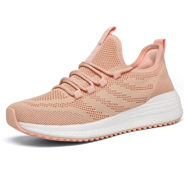 Akk Womens Tennis Walking Shoes  Slip on Knit Mesh Sneakers Lightweight Athletic Casual Gym Running Shoes for Work Sports Pinkish Orange US 8