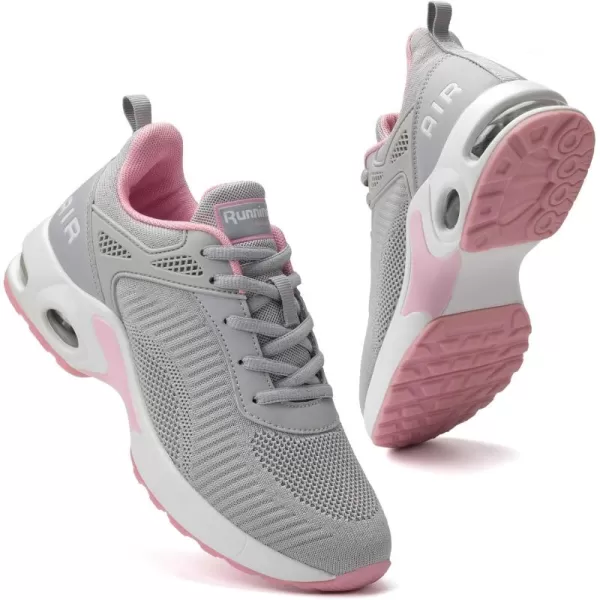 Women Air Athletic Running Shoes  Air Cushion Shoes for Womens Mesh Sneakers Fashion Tennis Breathable Walking Gym Work Shoes Grey Size 7