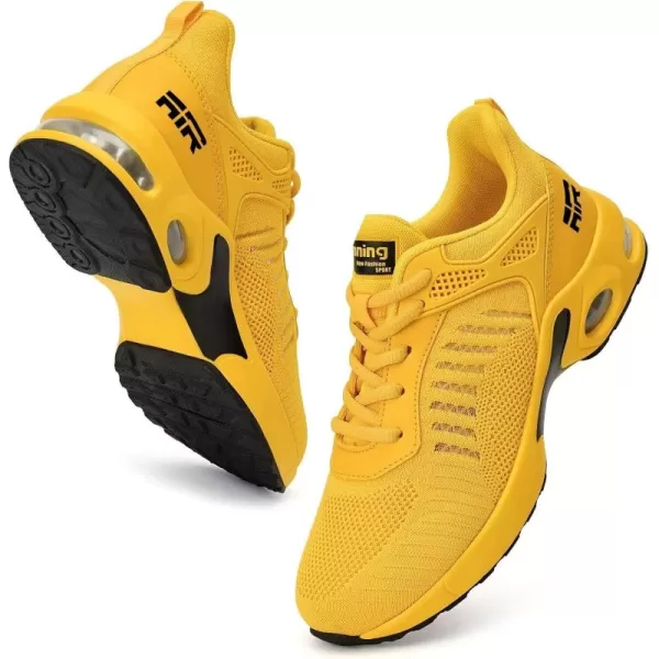 Womens Air Sneakers Running Shoes  Breathable Tennis Shoes for Womens Walking Shoes for Athletic Gym Workout Yellow Size 9