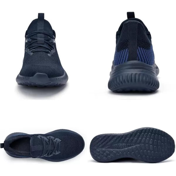 Akk Mens Hand Free Slip On Wide Walking Shoes Memory Foam Runnning Tennis Shoes Lightweight Breathable Casual SneakersDark Blue