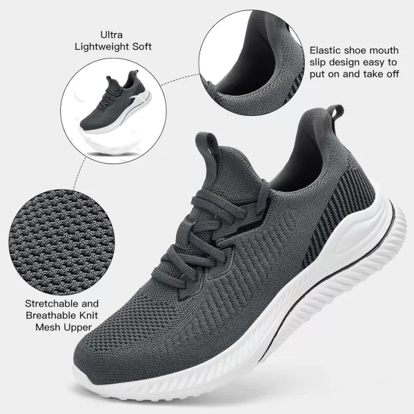 Akk Mens Hand Free Slip On Wide Walking Shoes Memory Foam Runnning Tennis Shoes Lightweight Breathable Casual SneakersDark Grey