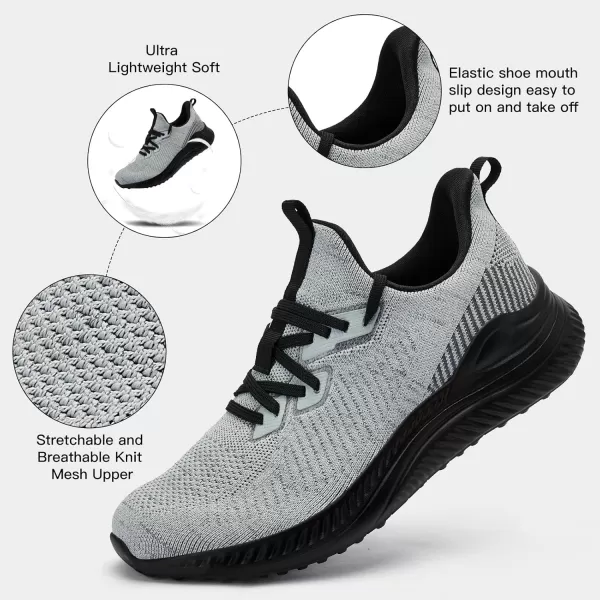 Akk Mens Hand Free Slip On Wide Walking Shoes Memory Foam Runnning Tennis Shoes Lightweight Breathable Casual SneakersMix Grey