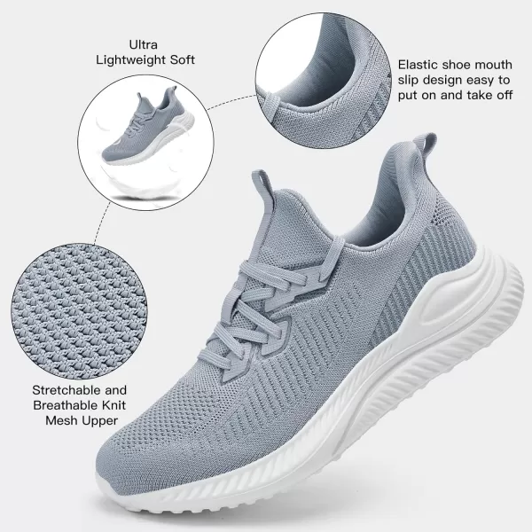 Akk Mens Hand Free Slip On Wide Walking Shoes Memory Foam Runnning Tennis Shoes Lightweight Breathable Casual SneakersSilvery Grey