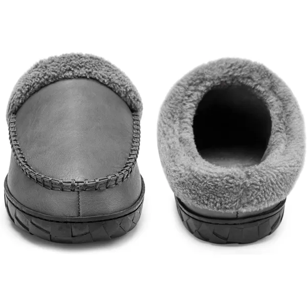 Akk Mens Leather Slippers Comfy Handmade Stitch Slipon House Shoes Warm Faux Fur Lined Rubber Sole Indoor Outdoor