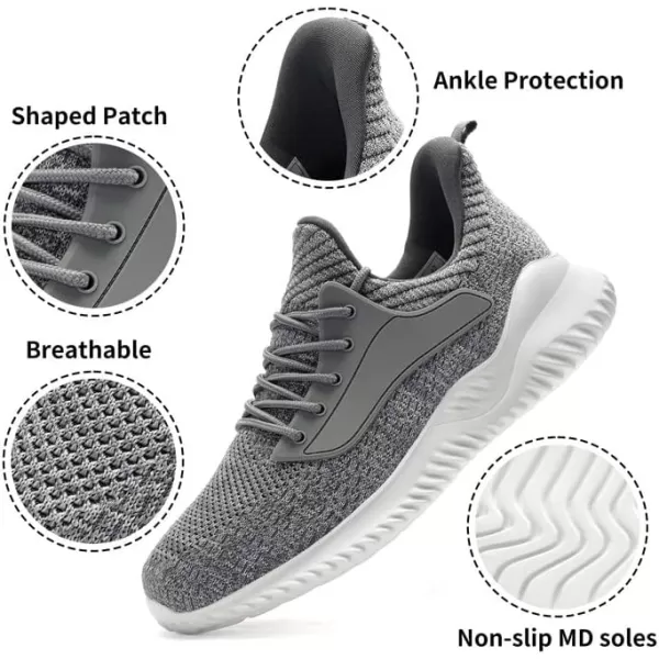 Akk Walking Shoes for Men Sneakers  Slip on Memory Foam Running Tennis Shoes for Athletic Workout Gym Indoor Outdoor Lightweight Breathable Casual SneakersMix Grey