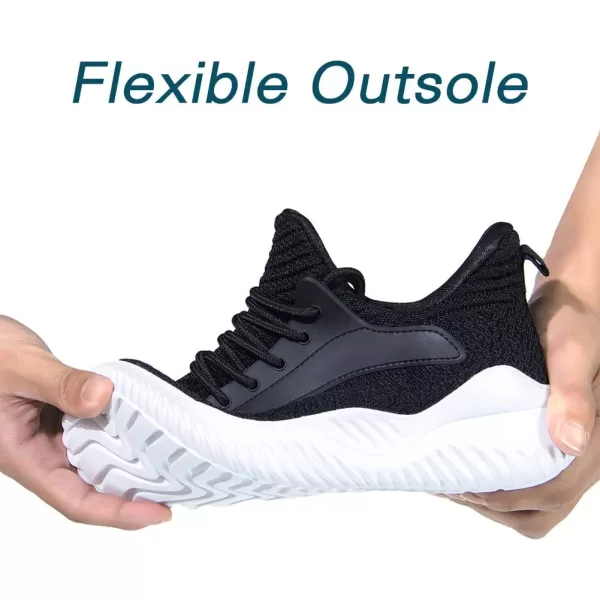 Akk Walking Shoes for Men Sneakers  Slip on Memory Foam Running Tennis Shoes for Athletic Workout Gym Indoor Outdoor Lightweight Breathable Casual SneakersBlackWhite