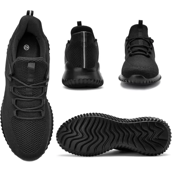 Akk Walking Shoes for Men Sneakers  Slip on Memory Foam Running Tennis Shoes for Athletic Workout Gym Indoor Outdoor Lightweight Breathable Casual SneakersAll Blackc