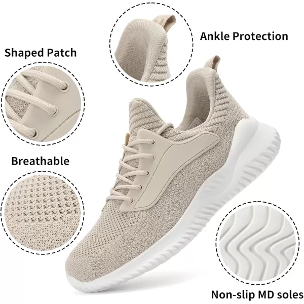 Akk Walking Shoes for Men Sneakers  Slip on Memory Foam Running Tennis Shoes for Athletic Workout Gym Indoor Outdoor Lightweight Breathable Casual SneakersBeige