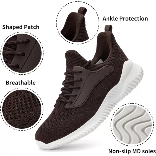 Akk Walking Shoes for Men Sneakers  Slip on Memory Foam Running Tennis Shoes for Athletic Workout Gym Indoor Outdoor Lightweight Breathable Casual SneakersDark Brown