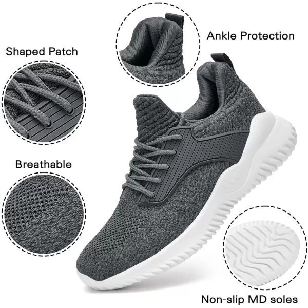 Akk Walking Shoes for Men Sneakers  Slip on Memory Foam Running Tennis Shoes for Athletic Workout Gym Indoor Outdoor Lightweight Breathable Casual SneakersDark Grey B