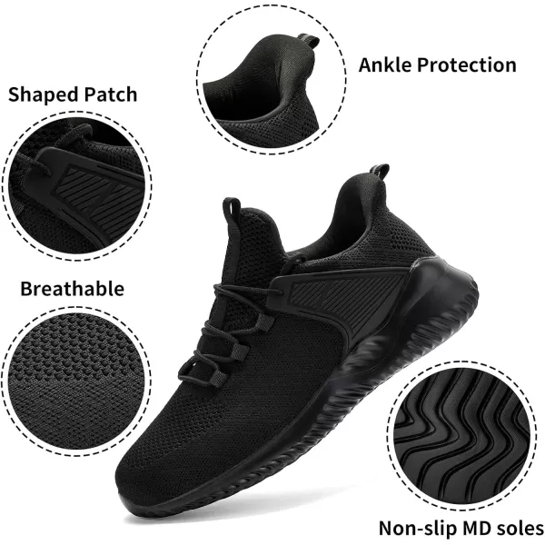 Akk Walking Shoes for Men Sneakers  Slip on Memory Foam Running Tennis Shoes for Athletic Workout Gym Indoor Outdoor Lightweight Breathable Casual SneakersAll Blackc