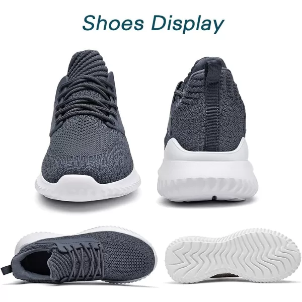 Akk Walking Shoes for Men Sneakers  Slip on Memory Foam Running Tennis Shoes for Athletic Workout Gym Indoor Outdoor Lightweight Breathable Casual SneakersDark Grey